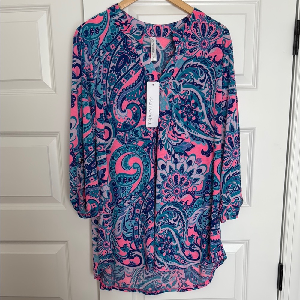 Dear Scarlett Colorful Paisley Blouse NWT